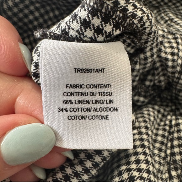 Derek Lam 10 Crosby‎ Belted Houndstooth Shorts size 4 Linen Blend Black/White - Picture 8 of 11